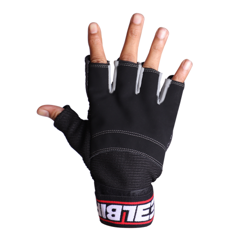 HALF FINGER DUAL TONE GLOVES BLACK