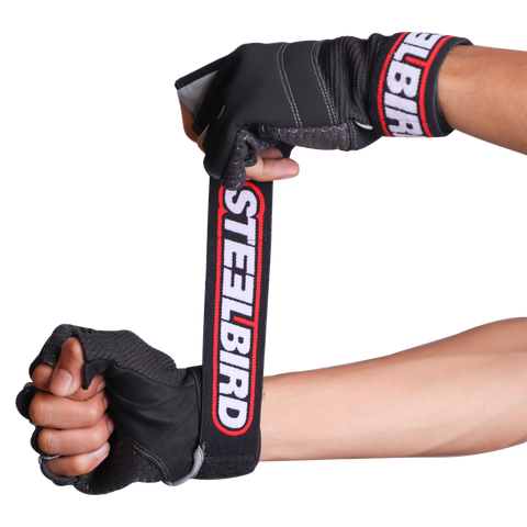 HALF FINGER DUAL TONE GLOVES BLACK