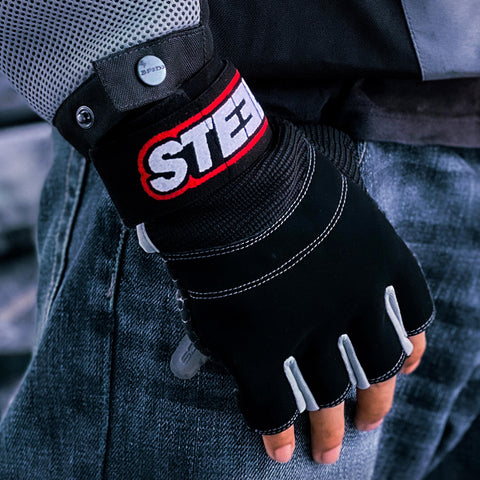 HALF FINGER DUAL TONE GLOVES BLACK