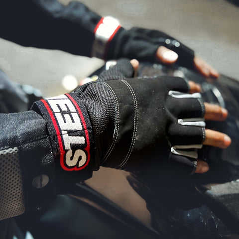 HALF FINGER DUAL TONE GLOVES BLACK