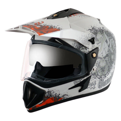 Off Road D/V Gangster White Orange Helmet