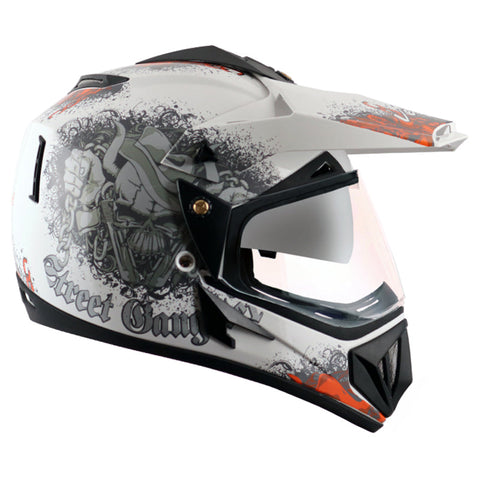 Off Road D/V Gangster White Orange Helmet