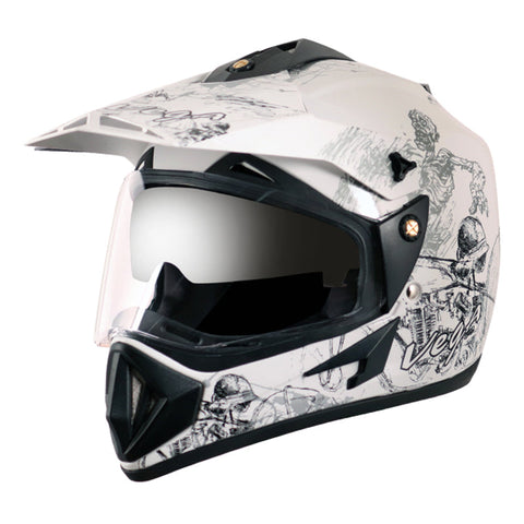 Off Road D/V Sketch White Silver Helmet