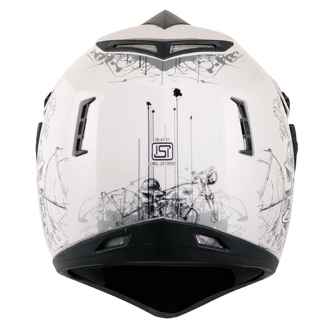 Off Road D/V Sketch White Silver Helmet