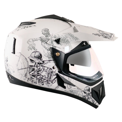 Off Road D/V Sketch White Silver Helmet