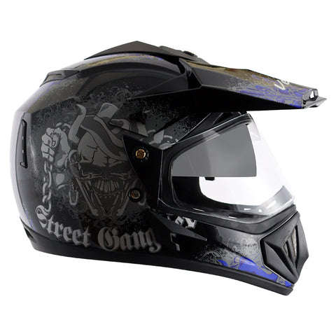 Off Road D/V Gangster Black Blue Helmet