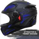 Steelbird SBH-17 Terminator Full Face Graphic Helmet in Matt Blue Motorbike Helmet  (Matt Black Blue with Clear Visor)